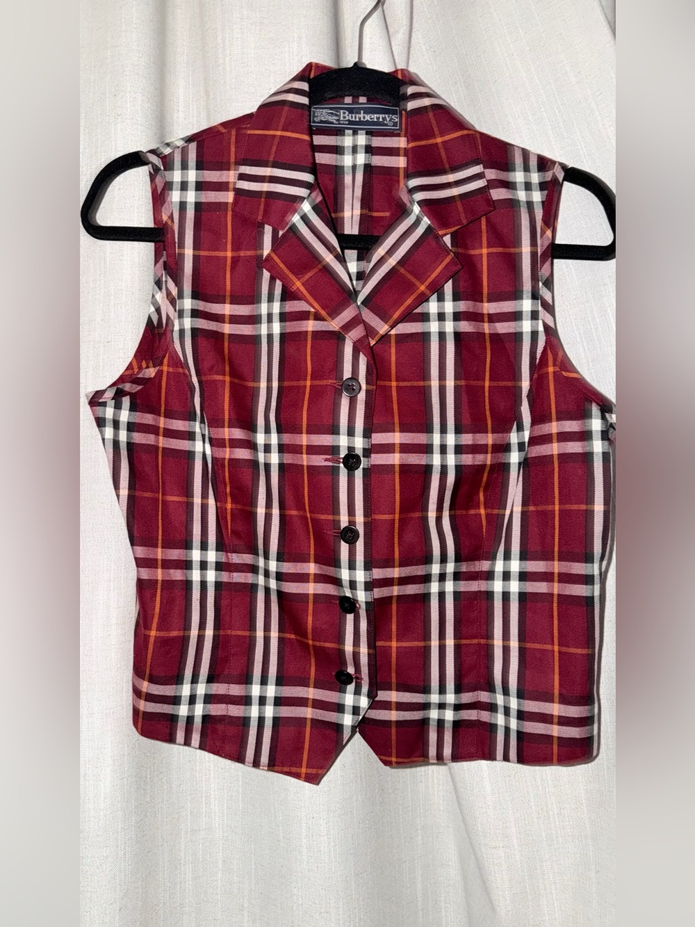 vintage Burberrys button-up tailored vest Nova Check plaid